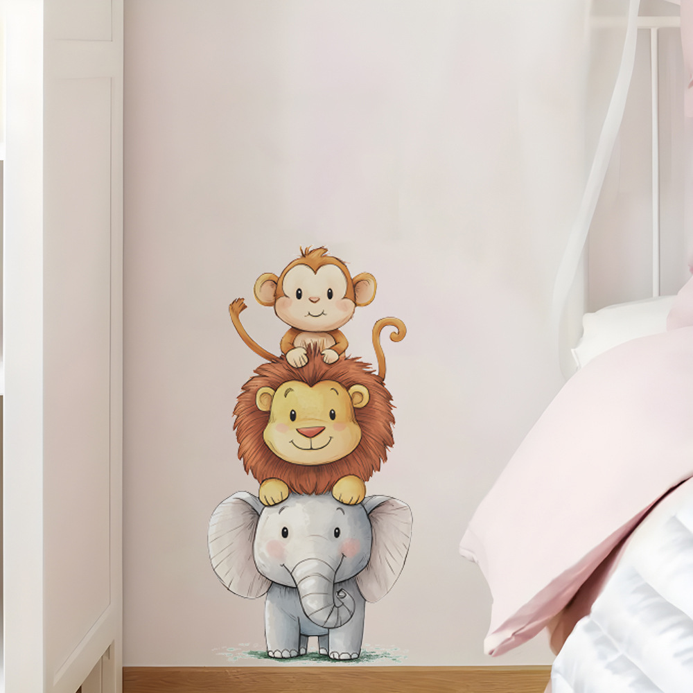 Baby Nursery Elephant - 귀여운 숲 동물 벽 스티커 방