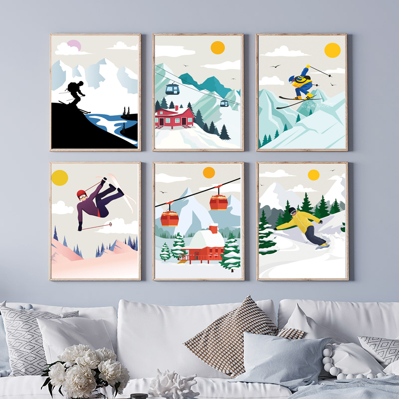 Baby Nursery Themes Girl - 미니멀리스트 설산 캔버스 벽 장식 -