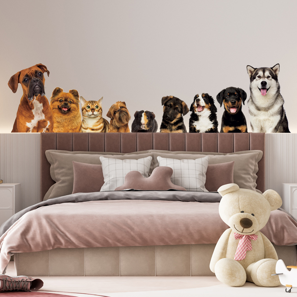 Baby Nursery Wall Mural - C30 # 9 귀여운 고양이와 개