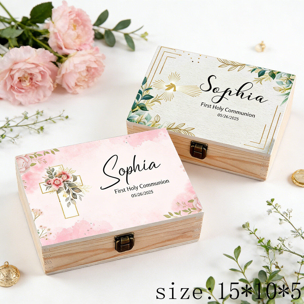 Baby Keepsake Box - 맞춤형 아기 첫 영성체 기념 상자,