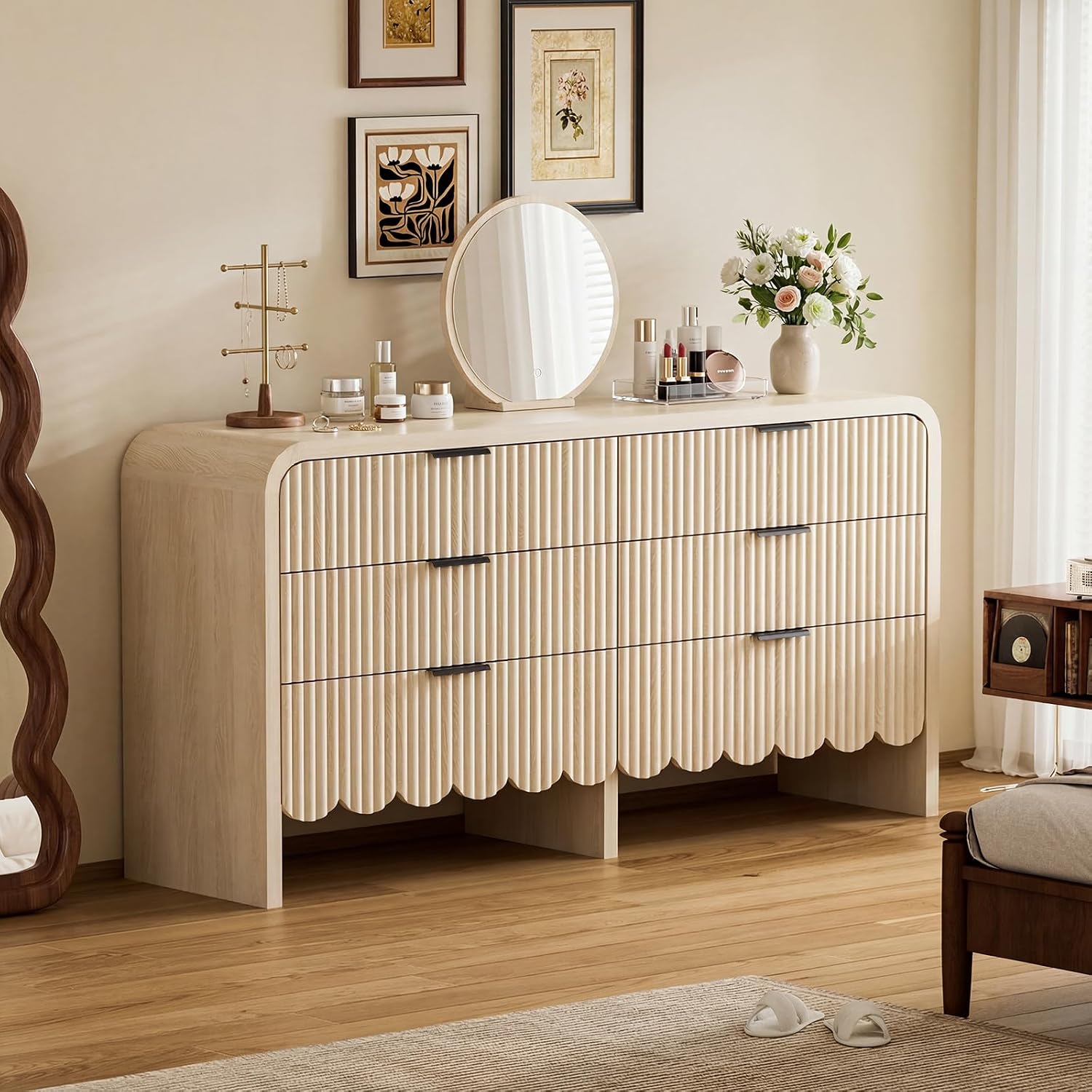 Baby Nursery Dresser - 나무 6단 서랍장, 아기방 수납 서랍장,