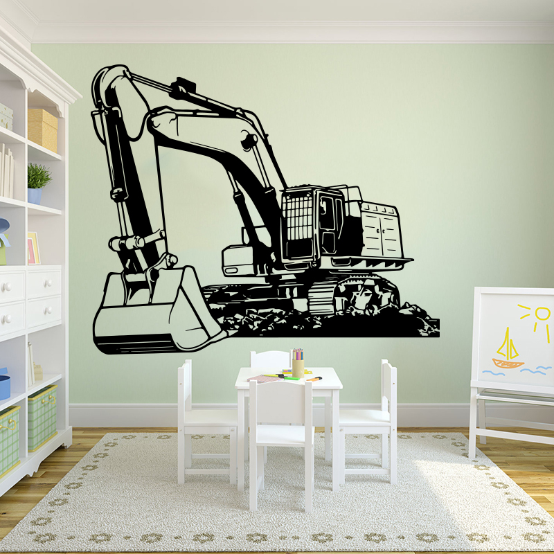 Baby Nursery Wall Mural - 대형 무거운 장비 굴삭기 파는 벽