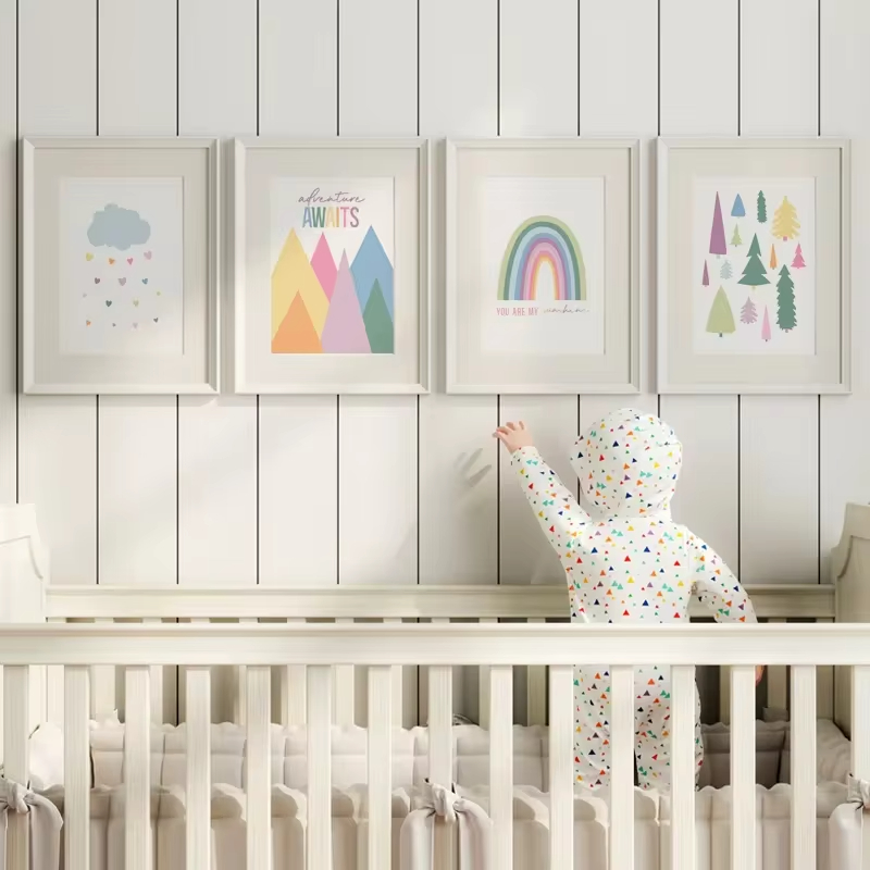 Baby Nursery Letters - 보호 ABC 무지개 태양 구름 모험