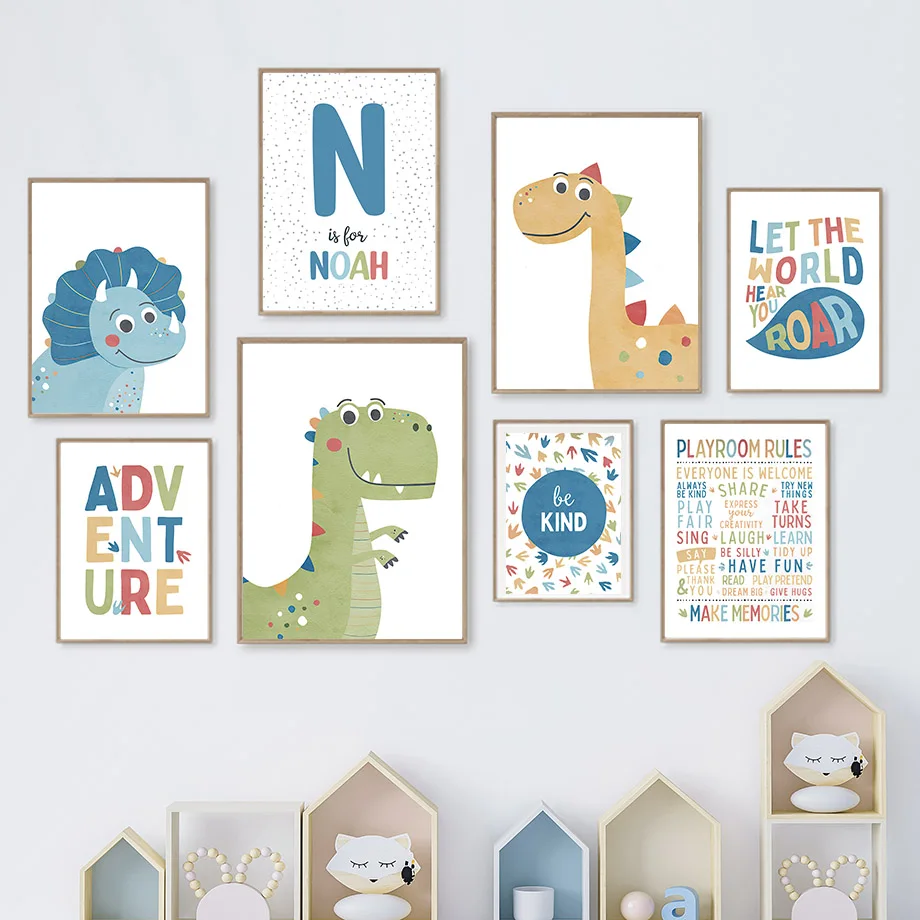 Baby Nursery Decor Boy - 만화 공룡 맞춤형 소년 놀이방 디노