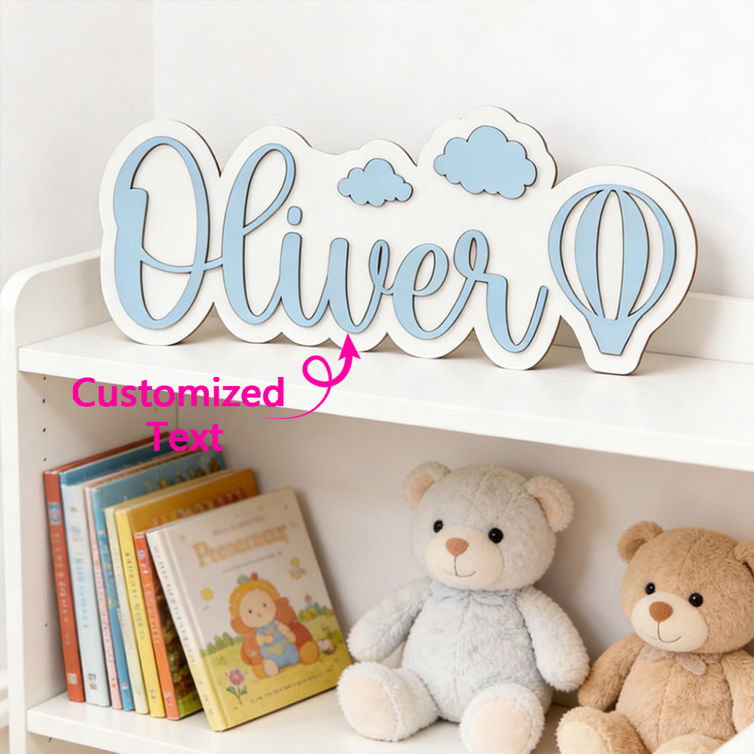 Baby Nursery Letters - 맞춤형 열기구 & 구름 이름 방