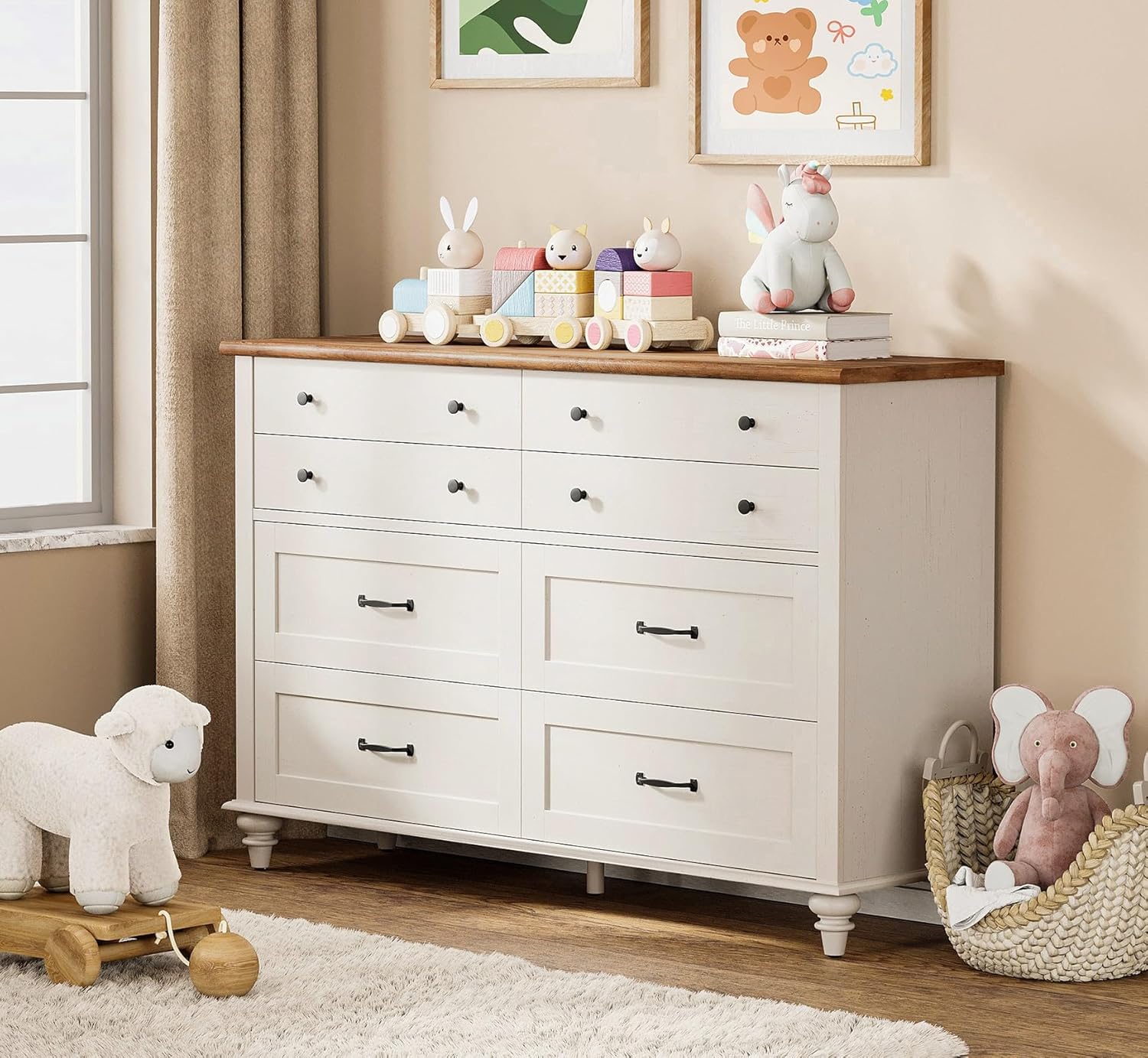 Baby Nursery Dresser - 현대적인 디자인의 7단 서랍장, 수납 정리함,