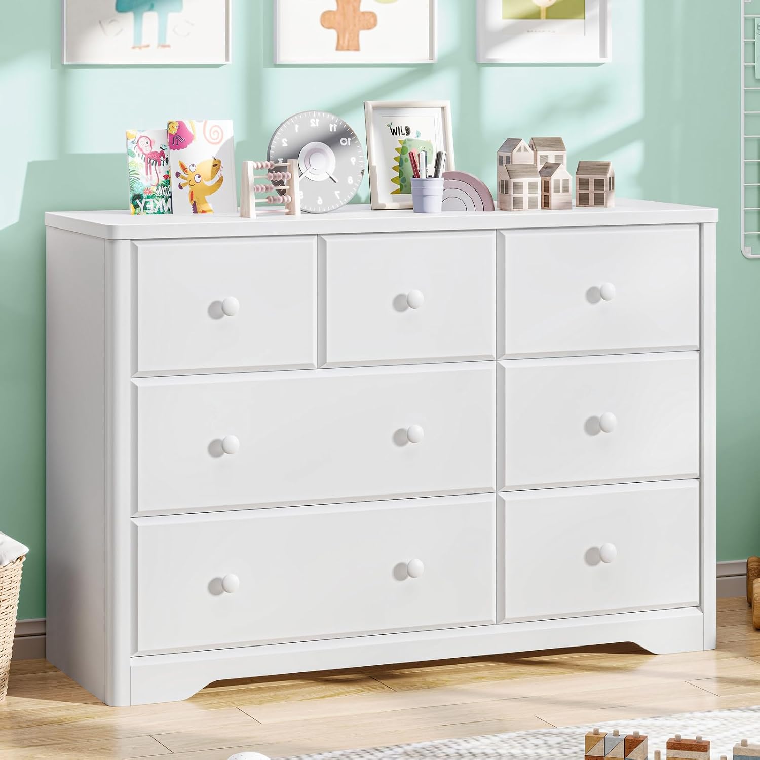 Baby Nursery Dresser - 7단 서랍장 어린이용 수납장 다기능 원목