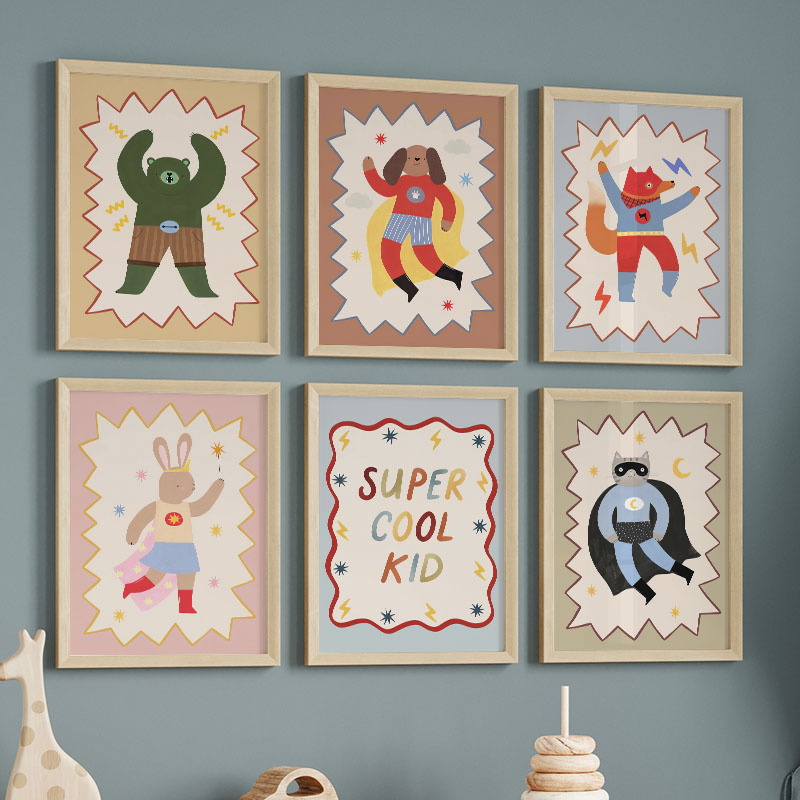 Baby Nursery Pictures - 재미있는 만화 슈퍼 쿨 키즈 어린이방