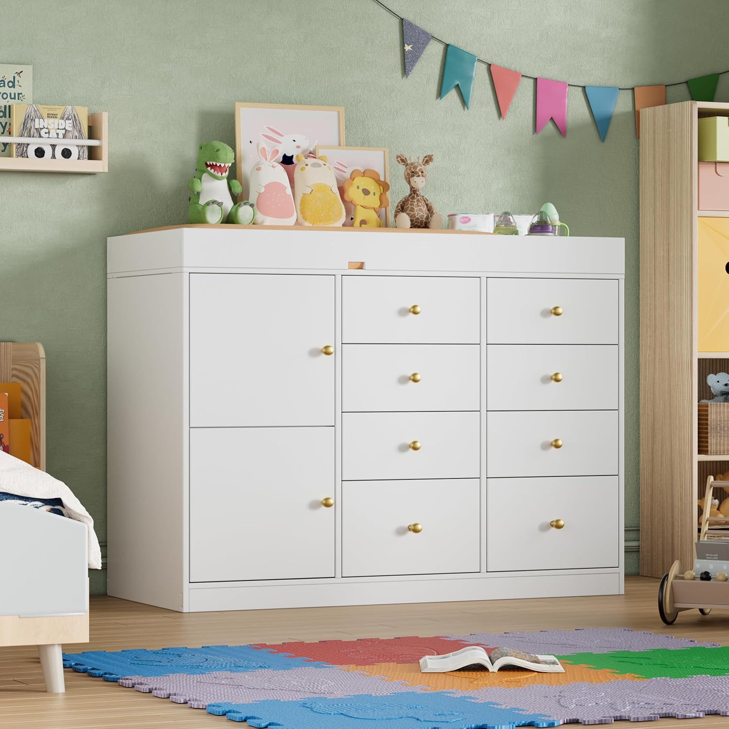 기저귀 교환대 겸용 서랍장, 8개 서랍과 2개 캐비닛이 - Baby Nursery Dresser 리뷰 및 가격