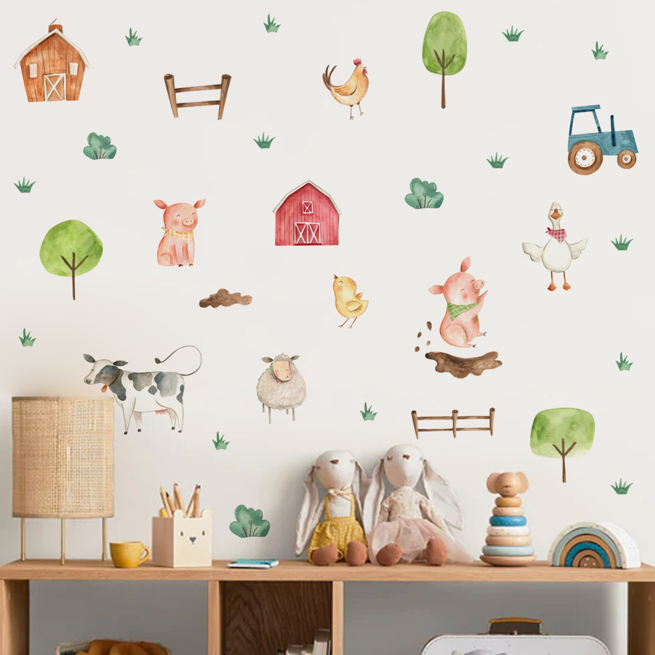 Boho 수채화 귀여운 농장 동물 돼지 가축 벽 스티커 - Baby Nursery Package 리뷰 및 가격