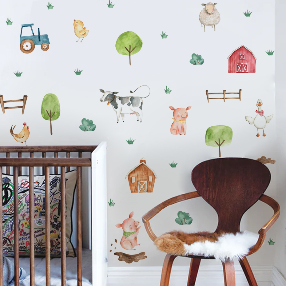 Boho 수채화 귀여운 농장 동물 돼지 가축 벽 스티커 - Baby Nursery Package 리뷰 및 가격