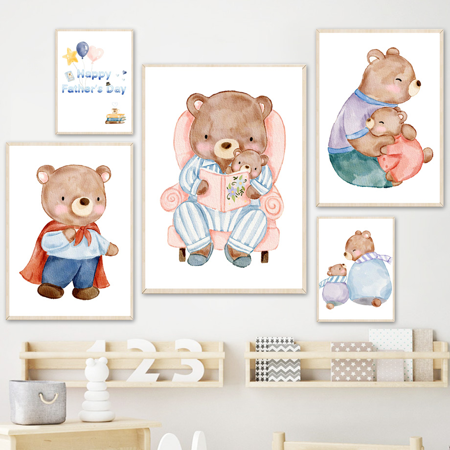 재미있는 아기 곰 아버지의 날 선물 풍선 만화 벽 예술 - Baby Nursery Decor Boy 리뷰 및 가격