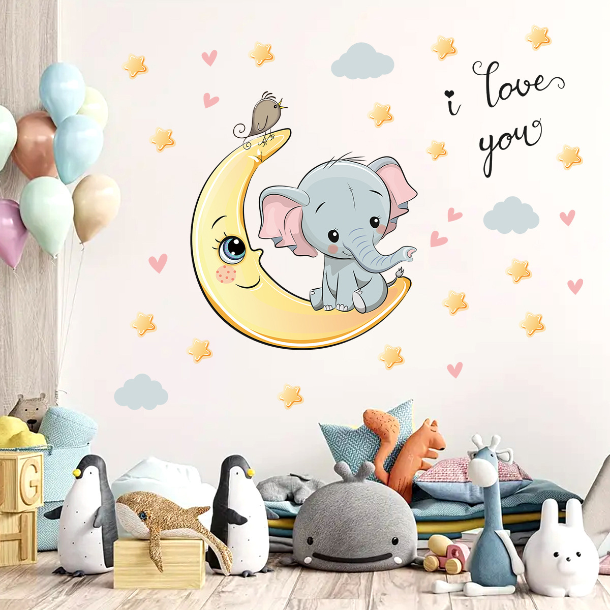 만화 달 좋은 밤 코끼리 벽 스티커, 어린이 방, 아기 - Baby Nursery Package 리뷰 및 가격
