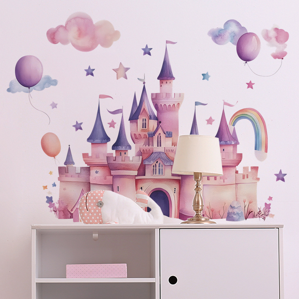 핑크 캐슬 벽 스티커 구름 별 무지개 풍선 벽 데칼 어 - Baby Nursery Wall Mural 리뷰 및 가격