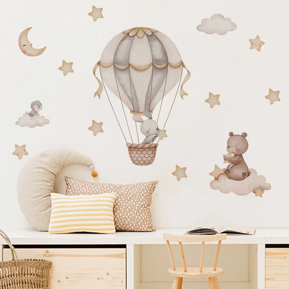 수채화 곰 뜨거운 공기 풍선 구름 벽 스티커 어린이 방 - Baby Nursery Decor Boy 리뷰 및 가격