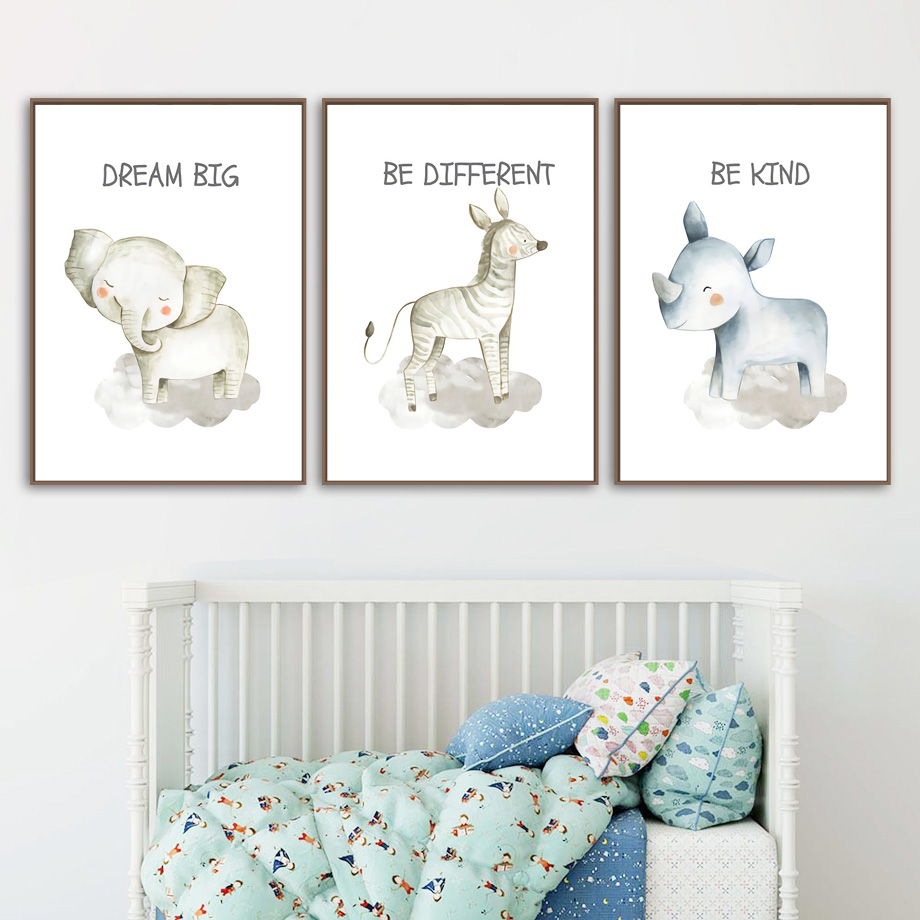 보육 벽 아트 캔버스 회화 사자 코끼리 기린 얼룩말 호 - Baby Nursery Elephant 리뷰 및 가격
