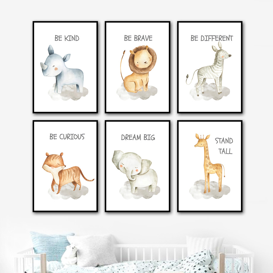 보육 벽 아트 캔버스 회화 사자 코끼리 기린 얼룩말 호 - Baby Nursery Elephant 리뷰 및 가격