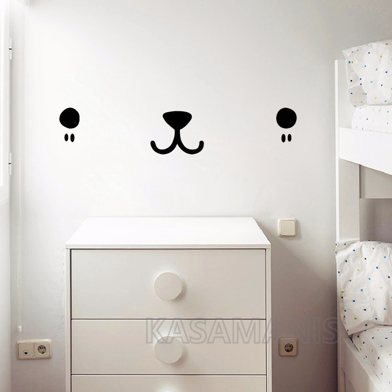 귀여운 Kawaii 얼굴 벽 아트 데칼 고양이 개 곰  - Baby Nursery Package 리뷰 및 가격