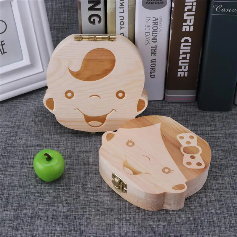 1pc-아기 치아 상자 스페인어 나무 어린이 우유 치아 - Baby Keepsake Box 리뷰 및 가격