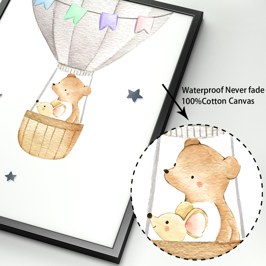 코끼리 토끼 곰 풍선 문 보육 벽 아트 캔버스 회화 북 - Baby Nursery Elephant 리뷰 및 가격