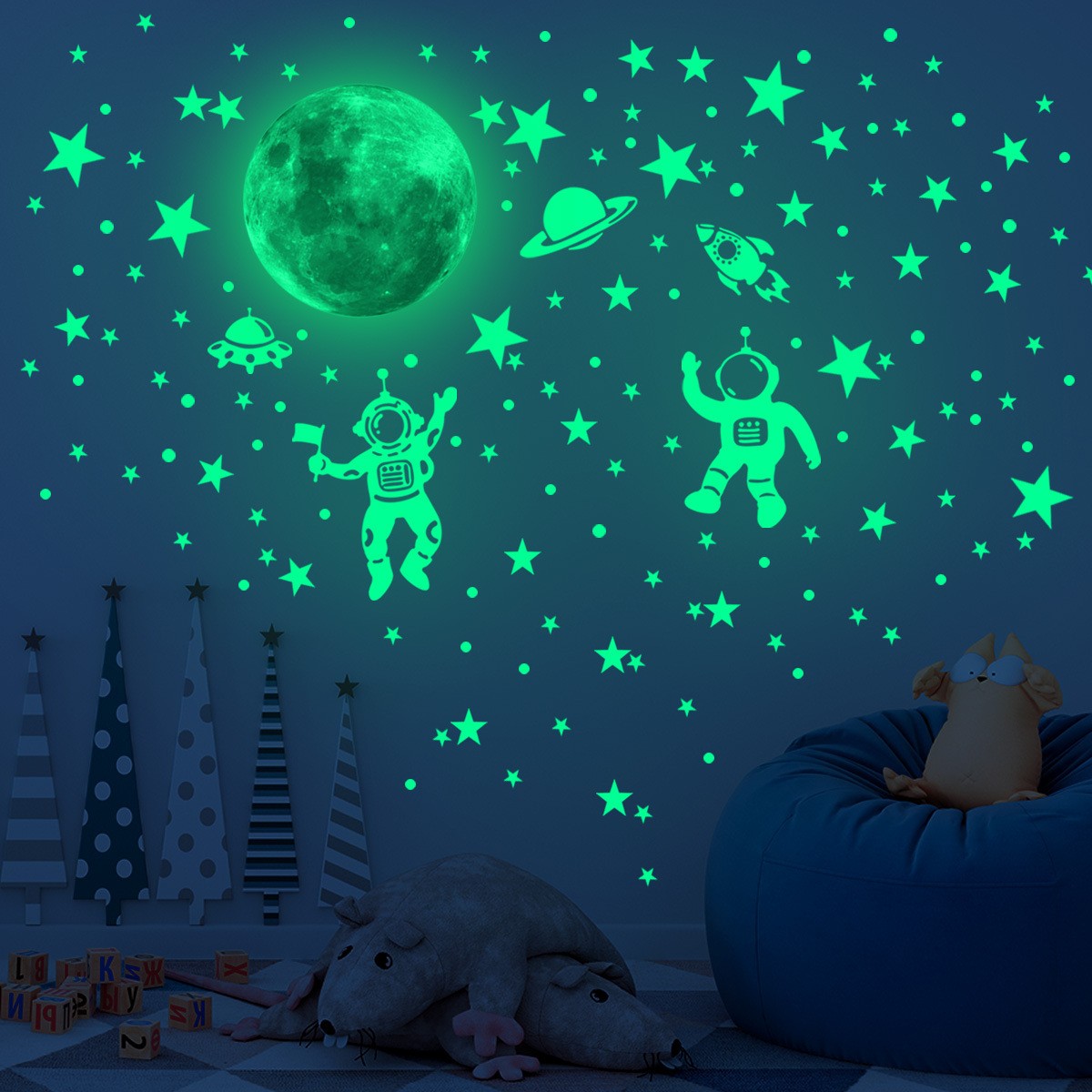 야광 달 별 벽 스티커, 어린이 방 침실 장식, 어둠  - Baby Nursery Wall Mural 리뷰 및 가격