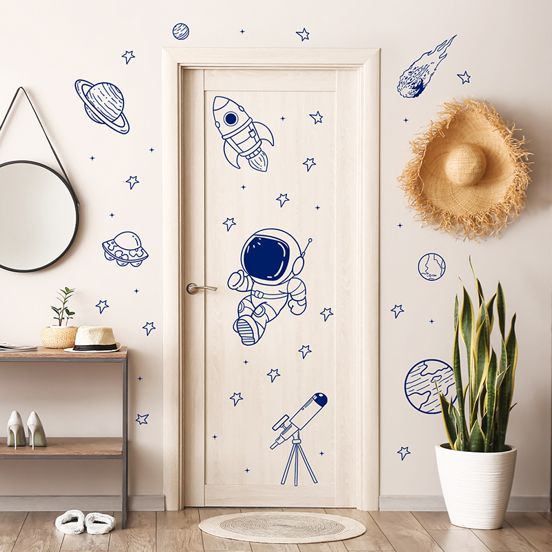 만화 우주 우주비행사 행성 로켓 벽 스티커 어린이 방  - Baby Nursery Decor Boy 리뷰 및 가격