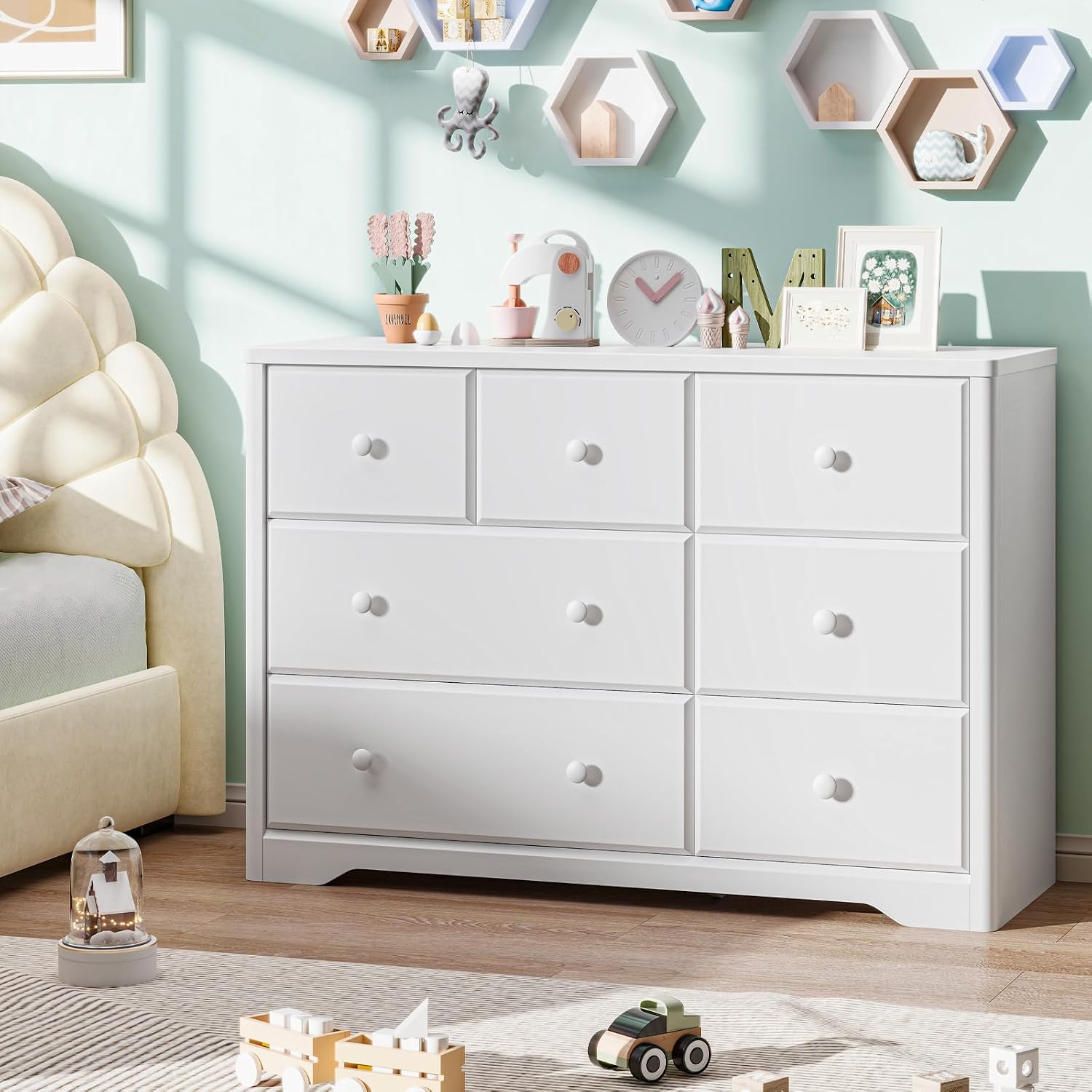7단 서랍장 어린이용 수납장 다기능 원목 대형 서랍장  - Baby Nursery Dresser 리뷰 및 가격