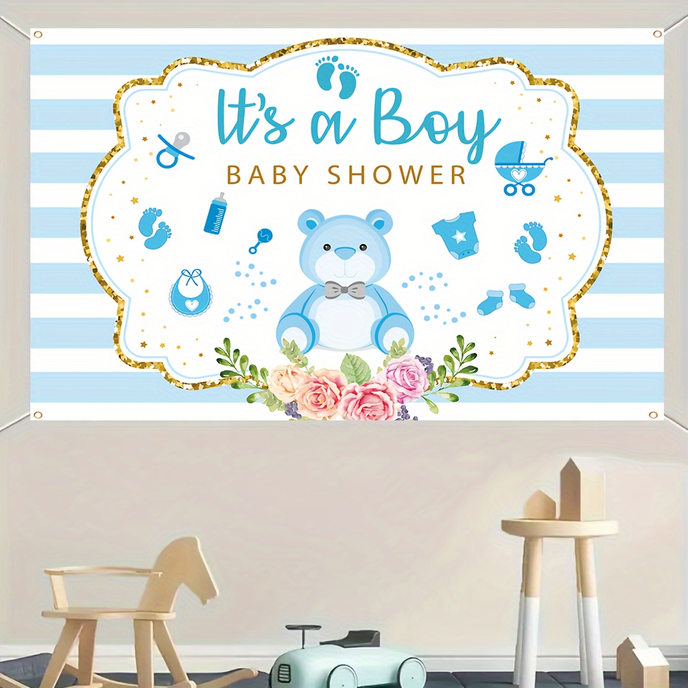 Its A Boy 베이비 샤워 배너 파란색 줄무늬 배경 - Baby Nursery Decor Boy 리뷰 및 가격