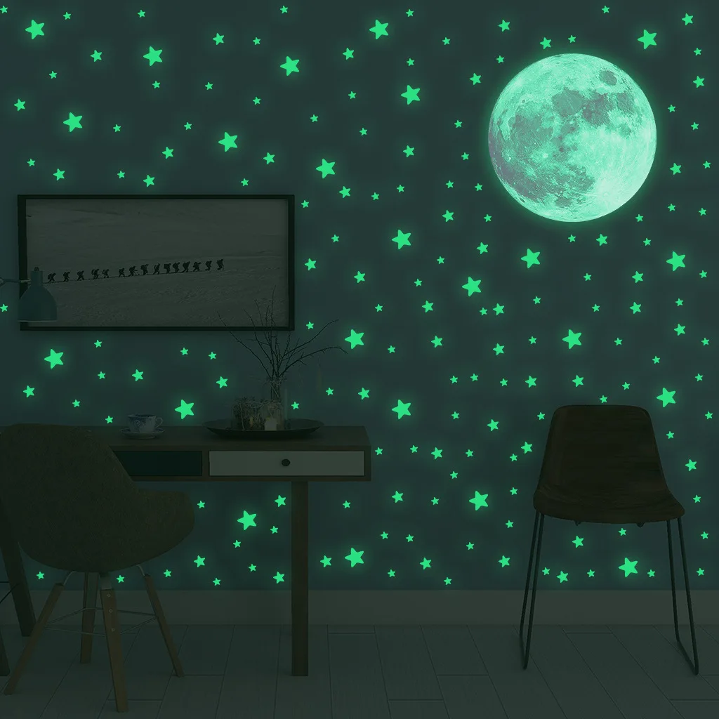 어둠 속에서 빛나는 빛나는 달 별 벽 스티커 어린이 방 - Baby Nursery Wall Mural 리뷰 및 가격