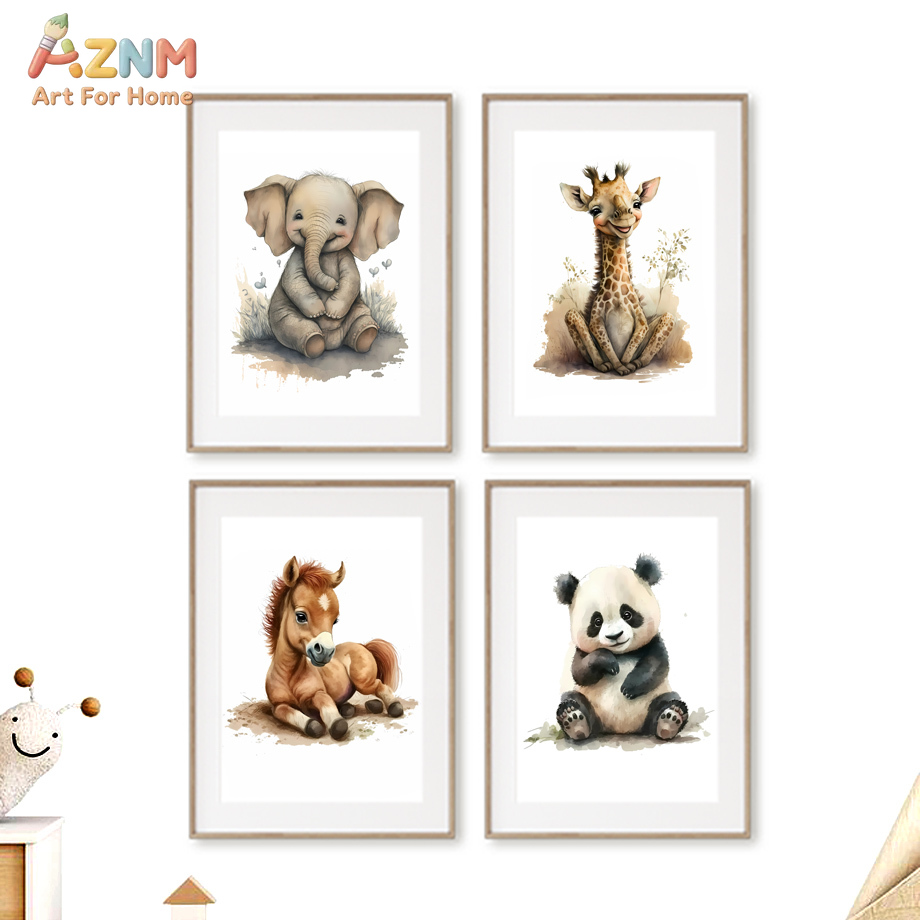 AZNM 수채화 귀여운 아기 동물 캔버스 벽 예술, 보 - Baby Nursery Elephant 리뷰 및 가격