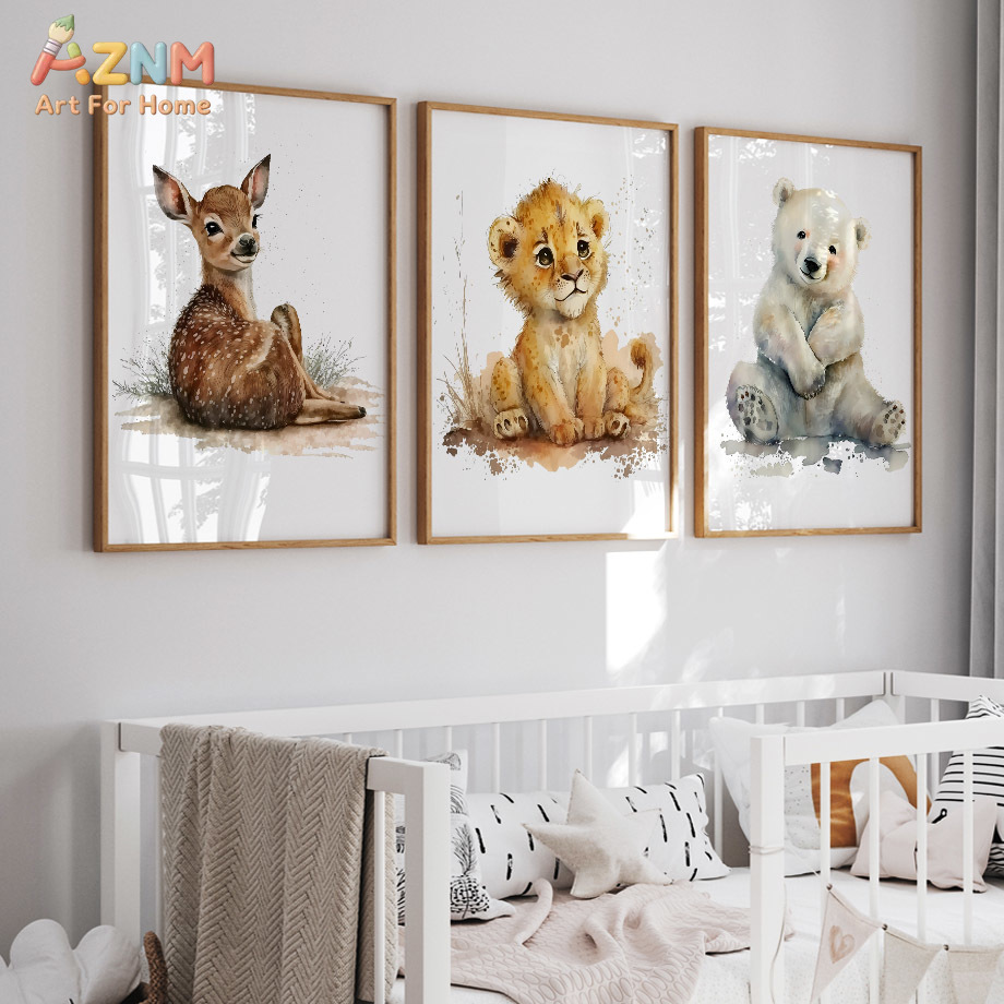 AZNM 수채화 귀여운 아기 동물 캔버스 벽 예술, 보 - Baby Nursery Elephant 리뷰 및 가격