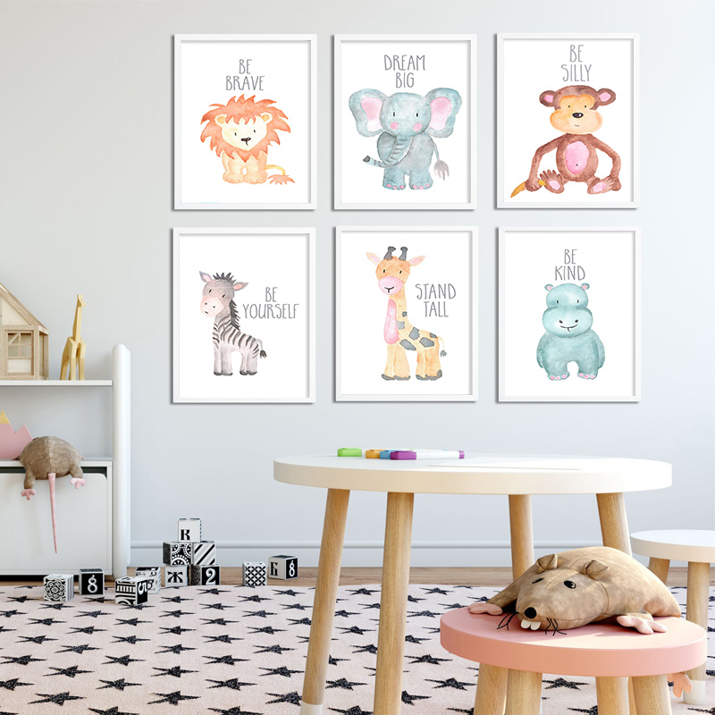 아기 동물 사자 코끼리 기린 캔버스 포스터, 보육원 벽 - Baby Nursery Elephant 리뷰 및 가격