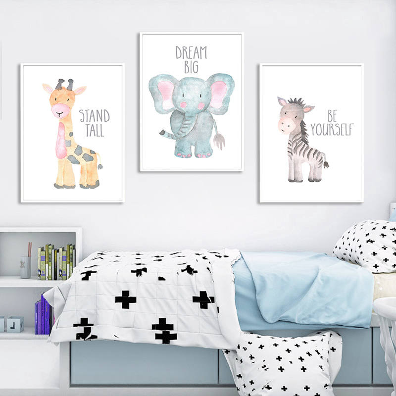 아기 동물 사자 코끼리 기린 캔버스 포스터, 보육원 벽 - Baby Nursery Elephant 리뷰 및 가격