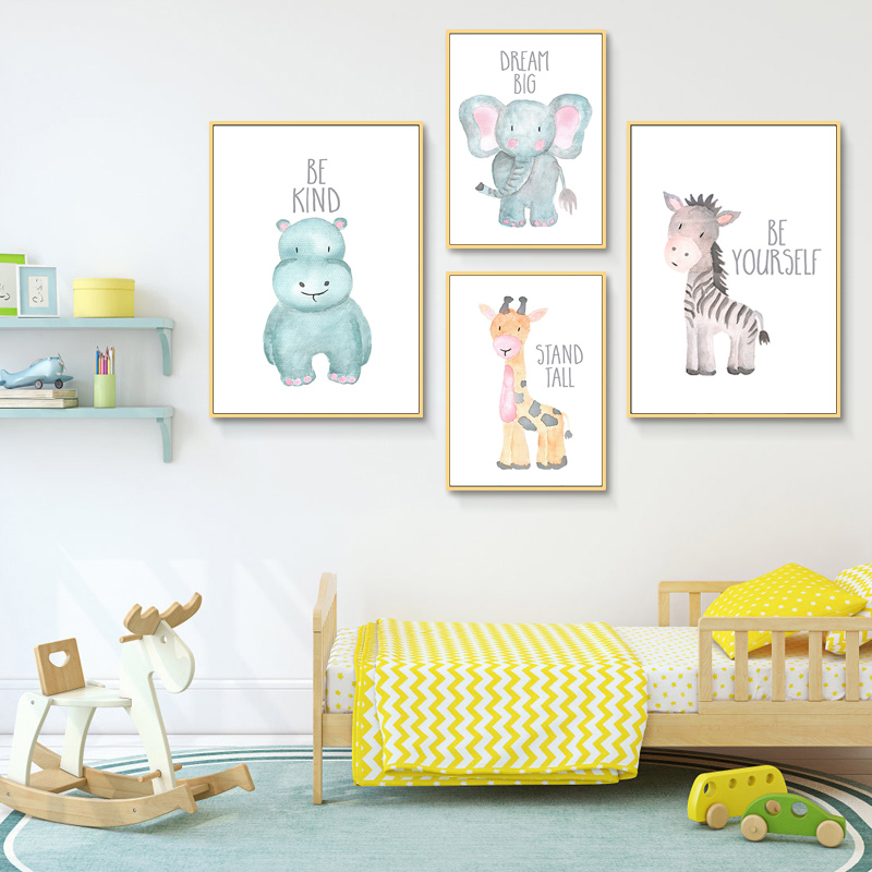 아기 동물 사자 코끼리 기린 캔버스 포스터, 보육원 벽 - Baby Nursery Elephant 리뷰 및 가격